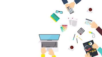 Office Work Overhead View 2D Motion Graphics Animation On Alpha Channel video