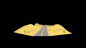 Desert Landscape and Asphalt 2D Motion Graphics Animation On Alpha Channel video