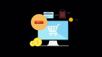 Online Shopping on Computer 2D Motion Graphics Animation On Alpha Channel video
