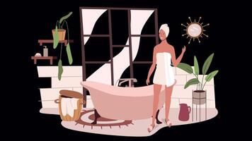 Blogger Girl Relaxing 2D Motion Graphics Animation On Alpha Channel video