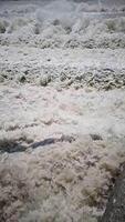 water spillway channel slope slowing down splashing flow of water, slow motion 2 video