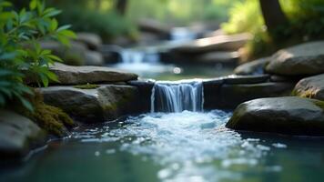 A small stream flowing through a forest photo