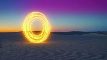 The sand clock of time, the illuminated passage to another world among the dunes video