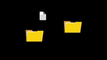 File folder with a yellow folder and a paper document animation video