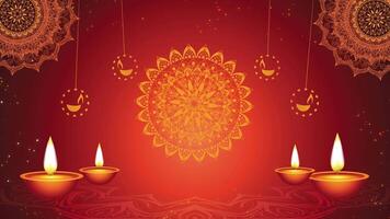 Diwali background with candles and lanterns animation video