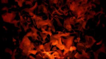 Seamless loop animation of bright orange smoke in a virtual fireplace screensaver style. Dark abstract background with floating up hot steam. Looped motion graphics , 4K , 60 fps video