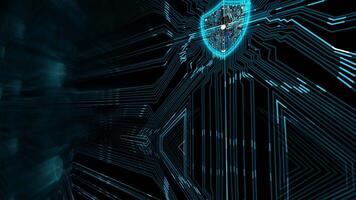 Futuristic Cybersecurity Shield with Circuit Patterns and Glowing Effects video