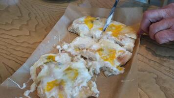 Indulge in our Delicious pizza Flatbread topped with an array of Creamy Toppings video