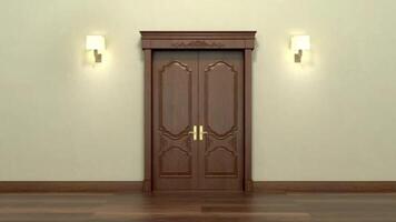 open door animation transition background, enterance exit wooden cartoon animated green screen video