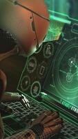 Advanced AI analyzing data on futuristic laptop screen video