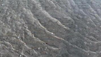 wave water, view of a pristine white sand beach on Koh Samui, Thailand. The smooth texture of the shoreline and gentle patterns in the sand create a peaceful tropical scene, nature, beach video