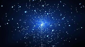 Abstract background of bright shiny blue particles. seamless loop video