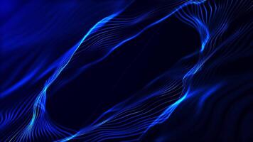 Abstract glowing wave of particles and dots moving on blue background, tunnel with wave energy. big data visualization, futuristic and digital background, 3D, 4K, seamless loop video