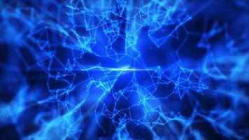 Abstract futuristic background with interweaving lines, dots and triangles with rays of light, digital technology, big data, high-speed connection visualization. abstract background on a sci-fi theme. video