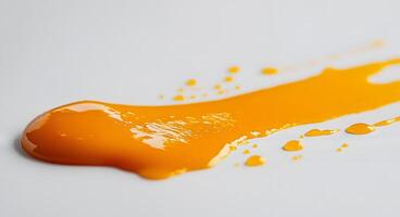 Abstract Orange Paint Swirl on White Background photo