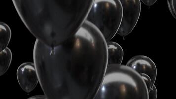 Loop of Floating Black Balloons on Transparent Background video