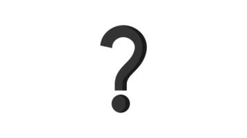 Animation of a black question mark in motion. Ideal for educational videos, presentations, or promotional materials requiring visual elements. video