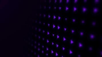 Digital glowing purple dynamic triangles surface. Minimalistic moving shapes on dark futuristic background. Modern flowing halftone 3D grid concept for business. 4k 60fps abstract graphic. video