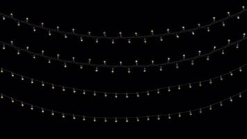 Loop Elegant and Beautiful String Lights for Festive Decorations Set Against a Dark Background alpha channel video