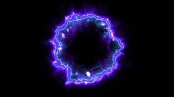 Abstract motion effect explosion electric energy shockwave ,dimensional gate, Glow Neon style overlay on black background. video