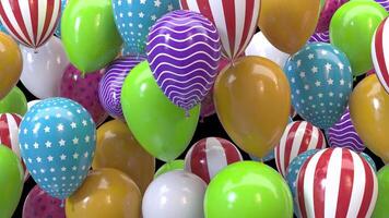 3d render frame of multicolored balloons with alpha channel video