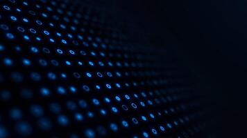 Abstract glowing blue dynamic circles surface. Minimalistic moving shapes on dark futuristic background. Modern flowing halftone 3D grid concept for business. 4k 60fps graphic. video