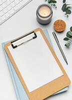 Workspace accessories creating a relaxing atmosphere for increased productivity photo
