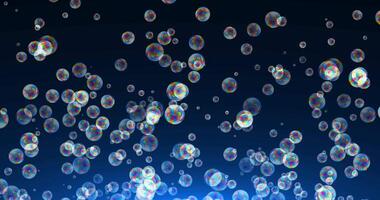 Soap bubbles soaring up on a blue background. Abstract animation. video