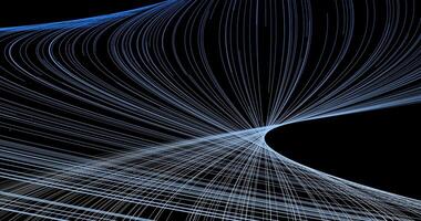 Twisted tracks of colored moving particles. Abstract animated background. 1 video