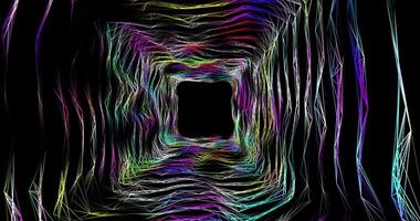 A tunnel of movable translucent iridescent triangular faces. Plexuses. Abstract animation. video