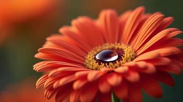 Orange gerbera flower with a drop of water video