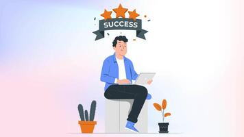 Man Achieves Online Success - Motivational Animated Scene video
