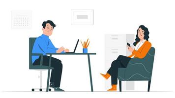 Man Working on Laptop and Girl Using Smartphone Animated Scene video