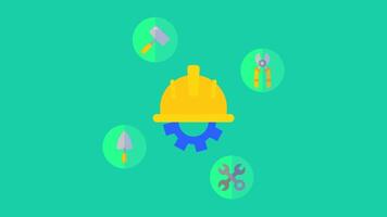 Maintenance Tools Animation. Suitable for construction, maintenance, labor and work content. 2d animation 4k. Transparent Background. video