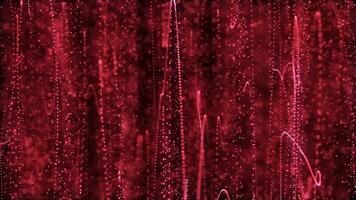 Red and black particle background with water drops. video