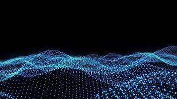 abstract blue particle waves on a black background. video