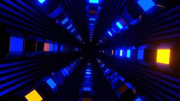 Blue and Orange Strobe Shape Tunnel Background VJ Loop in 4K video