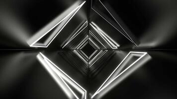 White Neon Triangles Tunnel Background VJ Loop in 4K video