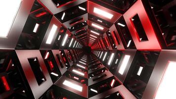 Red and White Mirrored Octagon Tunnel Background VJ Loop in 4K video