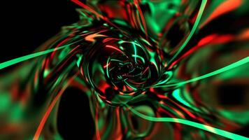 Turquoise and Red Wave Tunnel of Colored Neons Background VJ Loop in 4K video