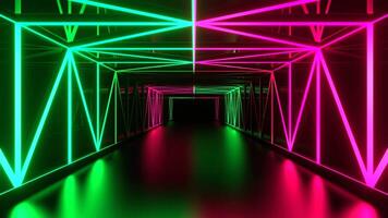 Turquoise and Pink Gridded Mirror Corridor Background VJ Loop in 4K video
