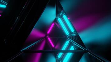 Cyan and Pink Strobe Mirror Triangular Tunnel Background VJ Loop in 4K video
