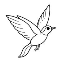 Outline Illustration of a Small Songbird in Flight for Coloring Books vector