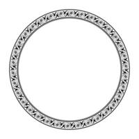 Beautiful round frame arabesque with floral pattern on white background. Black white plate with lace design. Pattern frame for round surfaces, household utensils, textiles, embroidery. EPS vector