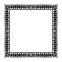 Monochrome Square Frame in Ancient Greek Style. Art of Ancient Rome, Ancient Greece. Frame Using Stylized Elements Resembling a Fan or Palm Leaves - Palmettes, Spiral Curls - Volutes. vector