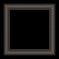 Golden Square Frame in Ancient Greek Style. Art of Ancient Rome, Ancient Greece. Frame Using Stylized Elements Resembling a Fan or Palm Leaves - Palmettes, Spiral Curls - Volutes. vector