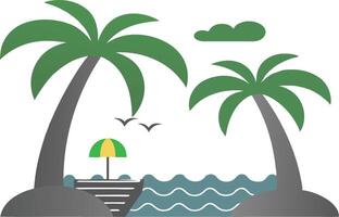 Minimal Tropical Island with Palm Trees vector