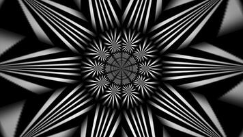 White and Black color rotating shapes with 3d depth tunnel seamless design dark loop able geometrical background video