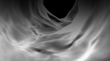 White and Black color flowing silk textured 3d depth tunnel gradient design 3d dark loop able seamless background video