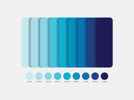 Blue color palette with color codes, Denim color palette, Denim color palette with names. Catalog samples of Blue with RGB HEX codes. Blue color guide palette with color names. vector
